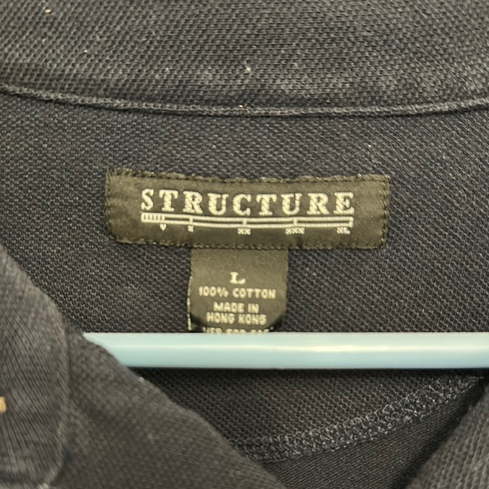 Structure Blue and Gray Polo Shirt with Color-Block Design - Picture 2 of 6